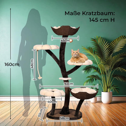 Krabpaal – Krabmeubel – Kattenboom – Klimpaal – Kattenmeubel – 145 cm Hoog – Duurzaam Sisal & Stevig Ontwerp