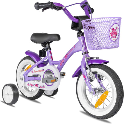 PROMETHEUS BICYCLES kinderfiets 12 inch meisjes- fiets meisje van 3 jaar met zijwieltjes terugtraprem Meisjesfiets 12 inch in paars