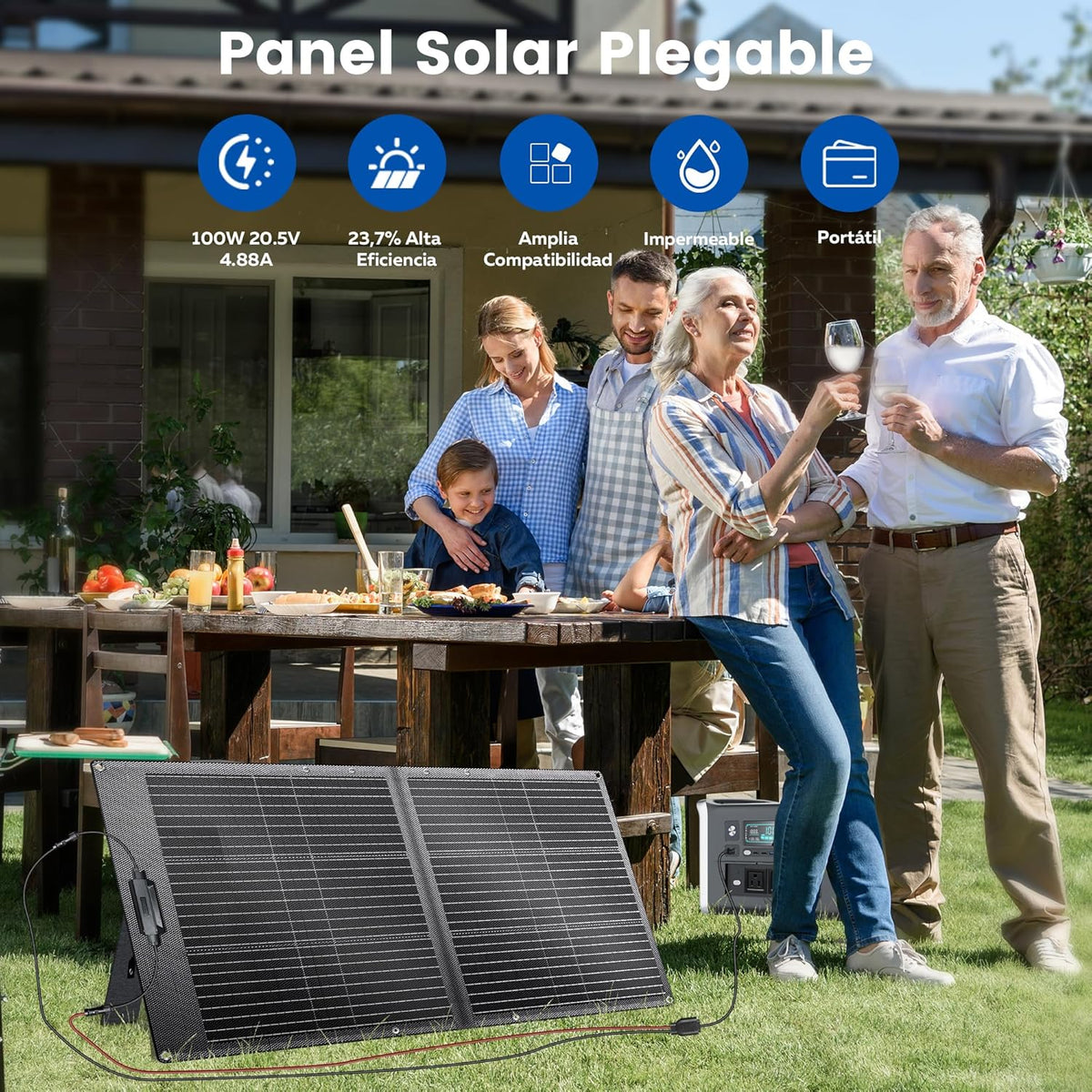 100 W opvouwbaar zonnepaneel, solarpanel, 23% Hogere Energieconversie-Efficiëntie, monokristallijne zonnepanelen, fotovoltaik-modulesolaranlage voor buiten, tuin, balkon, woonkamer, camping
