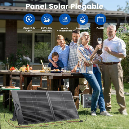 100 W opvouwbaar zonnepaneel, solarpanel, 23% Hogere Energieconversie-Efficiëntie, monokristallijne zonnepanelen, fotovoltaik-modulesolaranlage voor buiten, tuin, balkon, woonkamer, camping