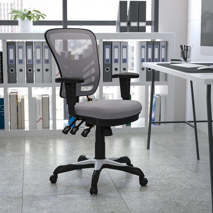 Directiebureaustoel – Bureaustoel – Kantoorstoel – Gamestoel – Ergonomische Stoel – Grijs – Verstelbare Armleuningen – Ademend Mesh Rugleuning
