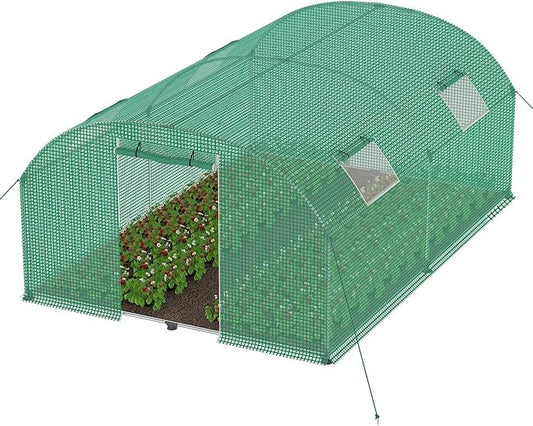 Foliekas Tuinkas Kassen Kas Groentekas – 3x4x2 Meter – Gegalvaniseerd Stalen Frame – UV- en Weerbestendige PE-Folie – Ventilatieraam Met Insectengaas – Oprolbare Deur