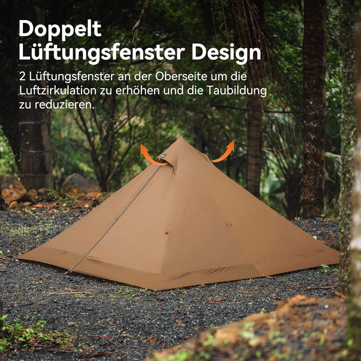 Thous Winds Campingtent, outdoor tent voor 2 personen, waterdicht, 4 seizoenen, winddicht, ultralichte piramidetent voor solo-wandelaars, camping, outdoor, bergbeklimmen, snelle opbouw