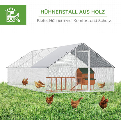 PawHut chicken coop outdoor enclosure XXL outdoor chicken coop with shade roof lock outdoor enclosure for 12-18 chickens duck rabbit steel 3x6x2m - QUORE