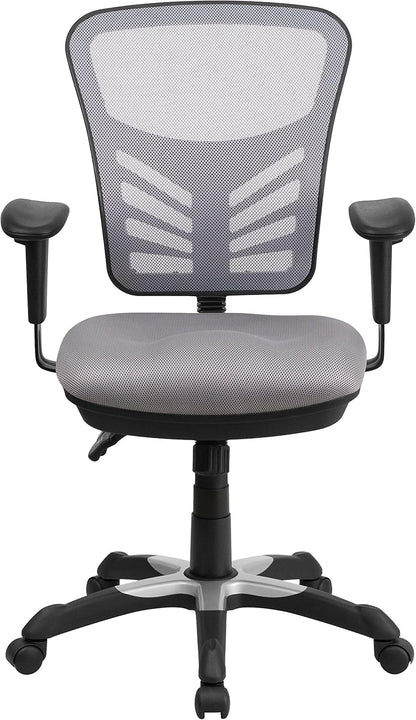 Directiebureaustoel – Bureaustoel – Kantoorstoel – Gamestoel – Ergonomische Stoel – Grijs – Verstelbare Armleuningen – Ademend Mesh Rugleuning