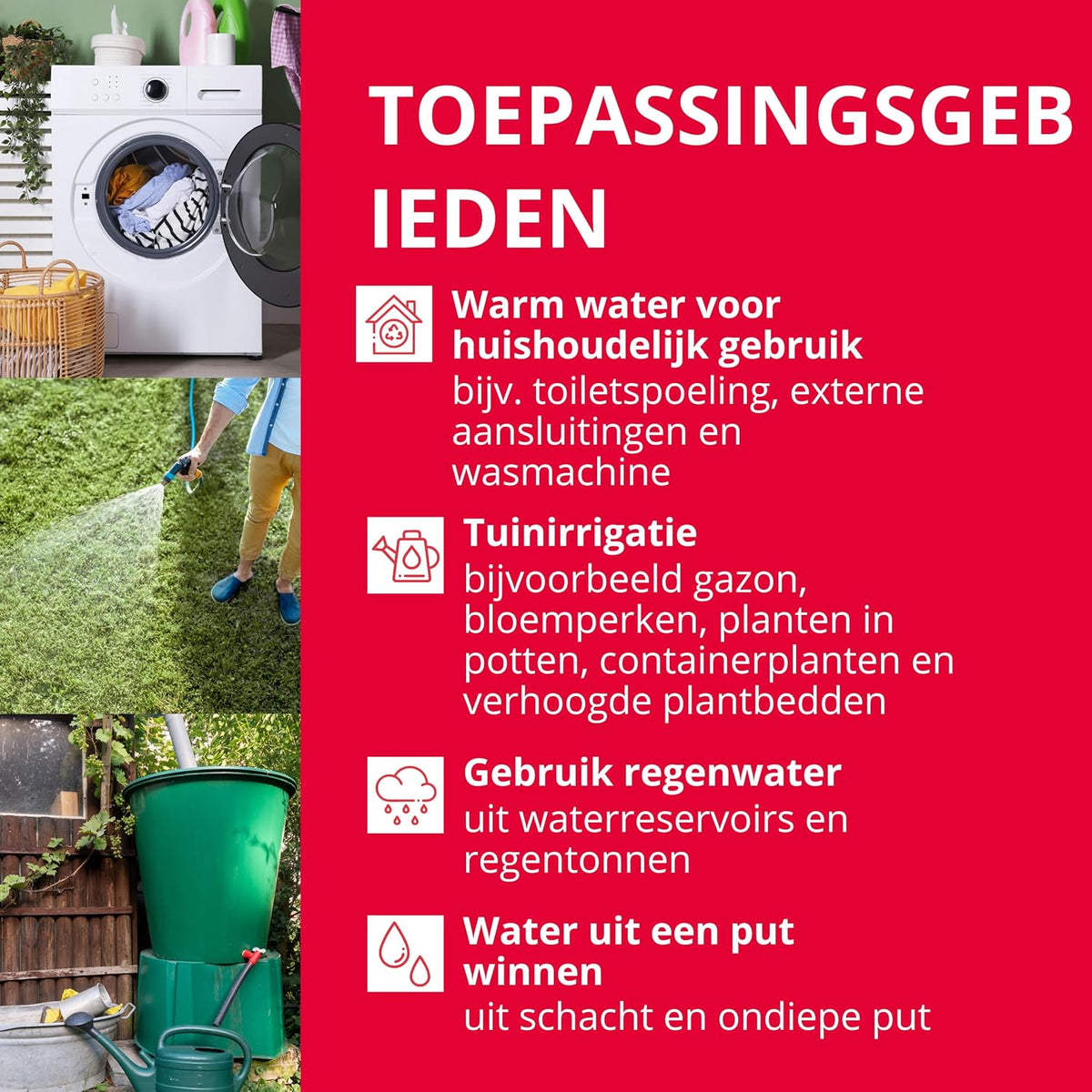 T.I.P. HWW 4500 INOX 31140 Hydrofoorpomp met drukvat, roestvrij staal, debiet tot 4.350 l/u, opvoerhoogte/druk max. 50 m/druk max. 5,0 bar, 1.200 W, gebruiksklare drukschakelaar
