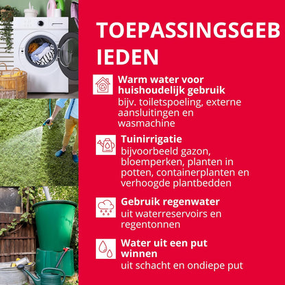 T.I.P. HWW 4500 INOX 31140 Hydrofoorpomp met drukvat, roestvrij staal, debiet tot 4.350 l/u, opvoerhoogte/druk max. 50 m/druk max. 5,0 bar, 1.200 W, gebruiksklare drukschakelaar