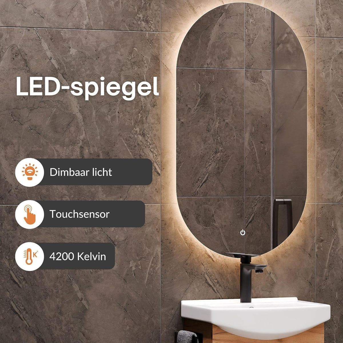 Planetmöbel bathroom cabinet set Washbasin with vanity unit 45 x 60 x 33 cm, mirror with lighting 50 x 90 cm, 2X midi cabinets for bathroom & guest toilet, gold oak - QUORE