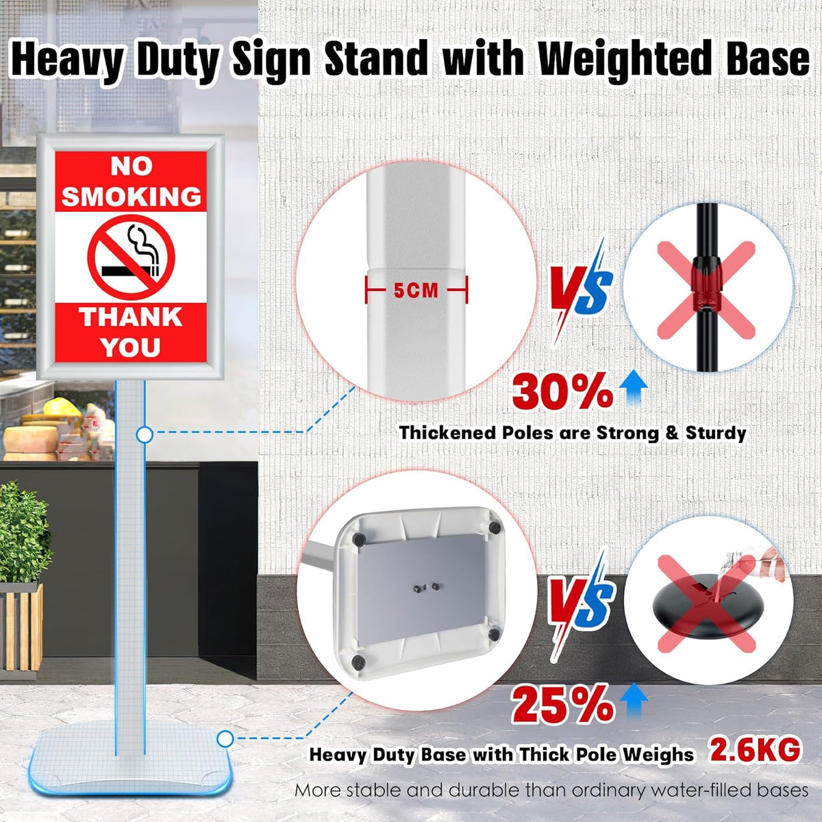 Schildstandaard Display – Posterstandaard – Infostandaard – Menustandaard – Bordstandaard – Zilver, Set van 3 – DIN A4 – 360° Draaibaar en 180° Kantelbaar – Zware Metalen Voet van 2,6 kg