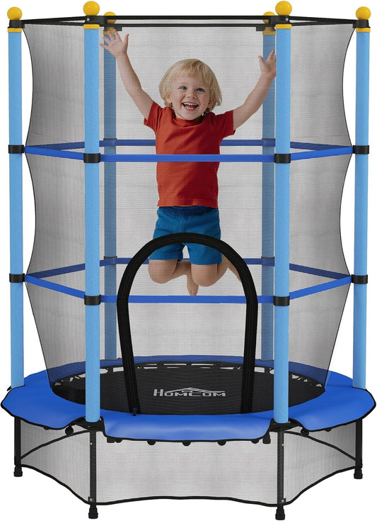HOMCOM Kindertrampoline Ø 1,40 m, veiligheidsnet met ritssluiting, veerafdekking, 6 gevoerde palen inbegrepen