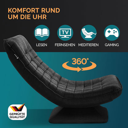CASARIA Armchair Adjustable 360° Rotatable Foldable Max 150kg 58x57x84cm Fabric Living Room Gaming Sofa Chair Chair Black - QUORE