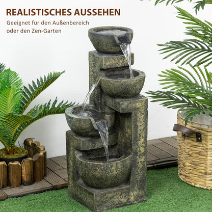Outsunny garden fountain adjustable power fountain 4 layers decorative fountain water feature waterfall for garden garden pond patio resin fountain - QUORE