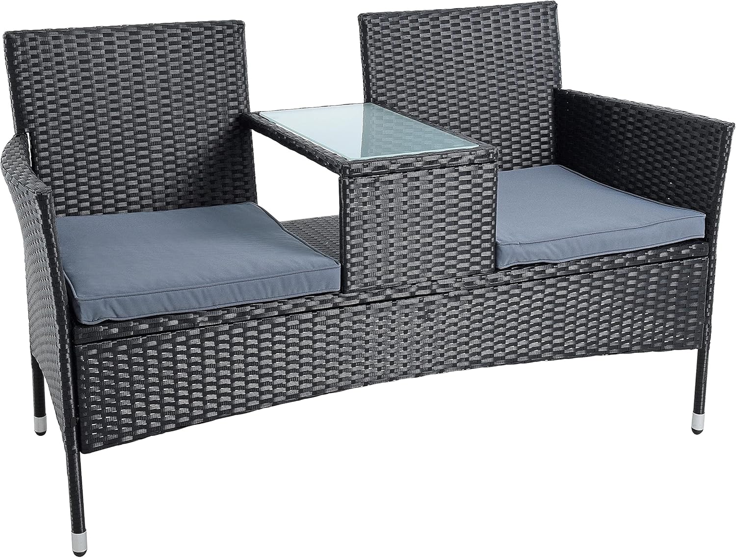 ESTEXO Polyrattan seating set, rattan seating furniture, garden furniture set, balcony furniture, garden table, garden chair, balcony table, balcony chair (black) - QUORE