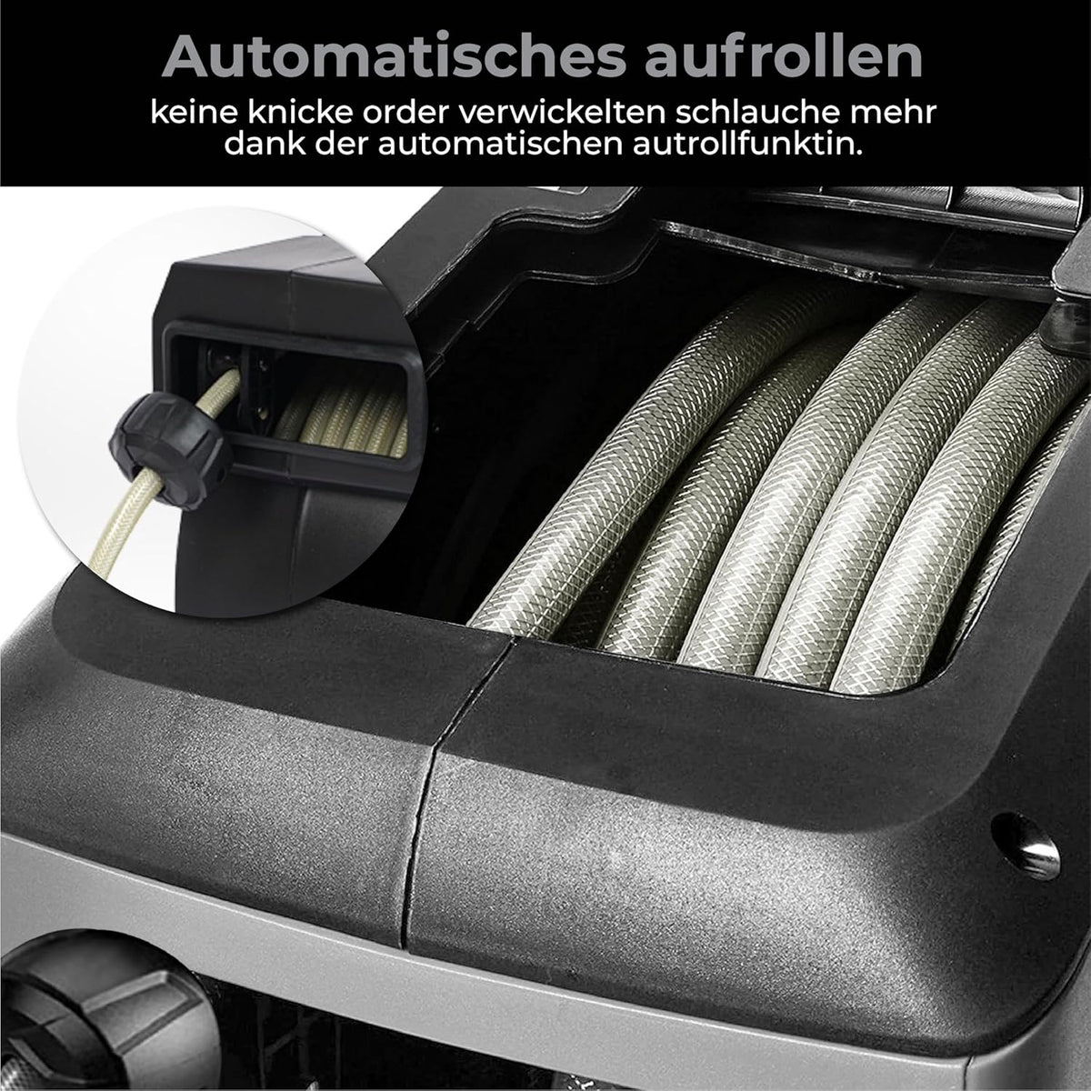 Slanghaspel – Tuinslanghaspel – Tuinslanghouder – Tuinspuit – Slangrol – 38+2 Meter Lengte – 180° Draaibaar Met Automatisch Oprolsysteem