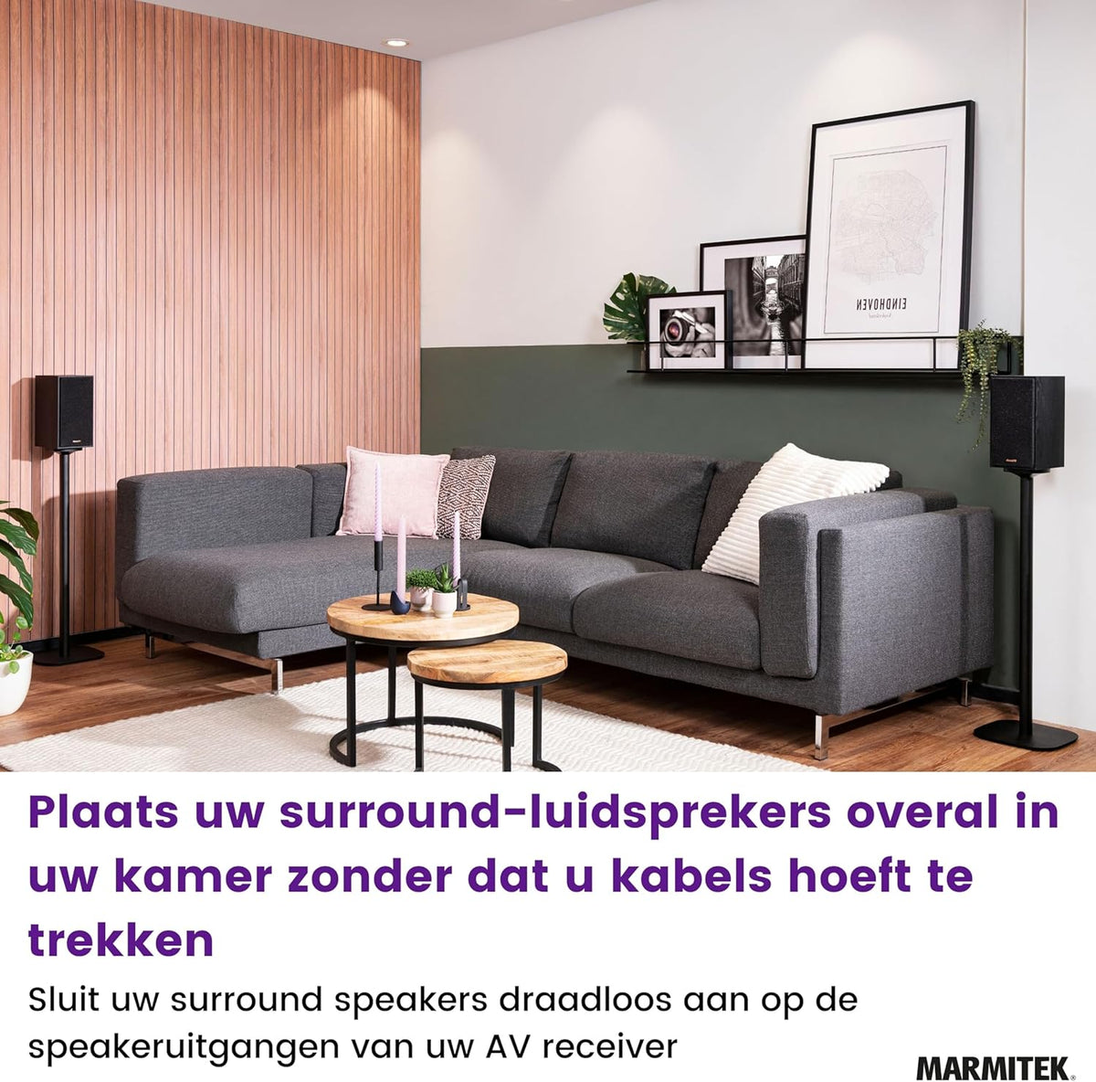 Marmitek Surround Anywhere 221 - Draadloze audiozender – Digitale verbinding met lage latentie – Zonder vertraging – Ingebouwde versterker & volumeregeling – Draadloze surround speakers