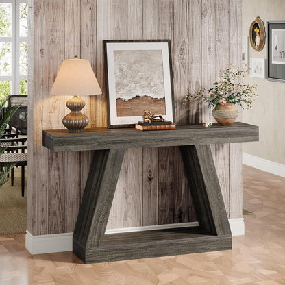 Tribesigns Console Table, 140 x 30 x 80 cm, Side Table, Corridor Table, Sofa Table for Small Spaces, Console Table with Storage Space at Entrance, Hallway, Living Room, Grey