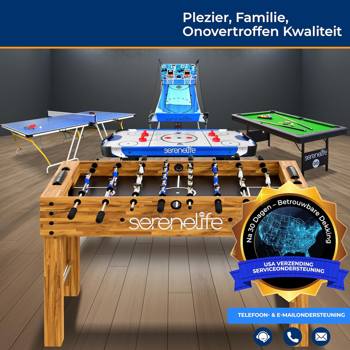 SereneLife Table Tennis Table - Trampoline Pingpong Table – Sturdy Steel Frame with Powder Coating – Includes Bats, Small & Large Balls – Indoor/Outdoor for Beach & Playroom - QUORE