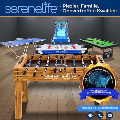 SereneLife Pingpongtafel - Trampoline Pingpongtafel – Stevig Stalen Frame met Poedercoating – Inclusief Batjes, Kleine & Grote Ballen – Indoor/Outdoor voor Strand & Speelkamer