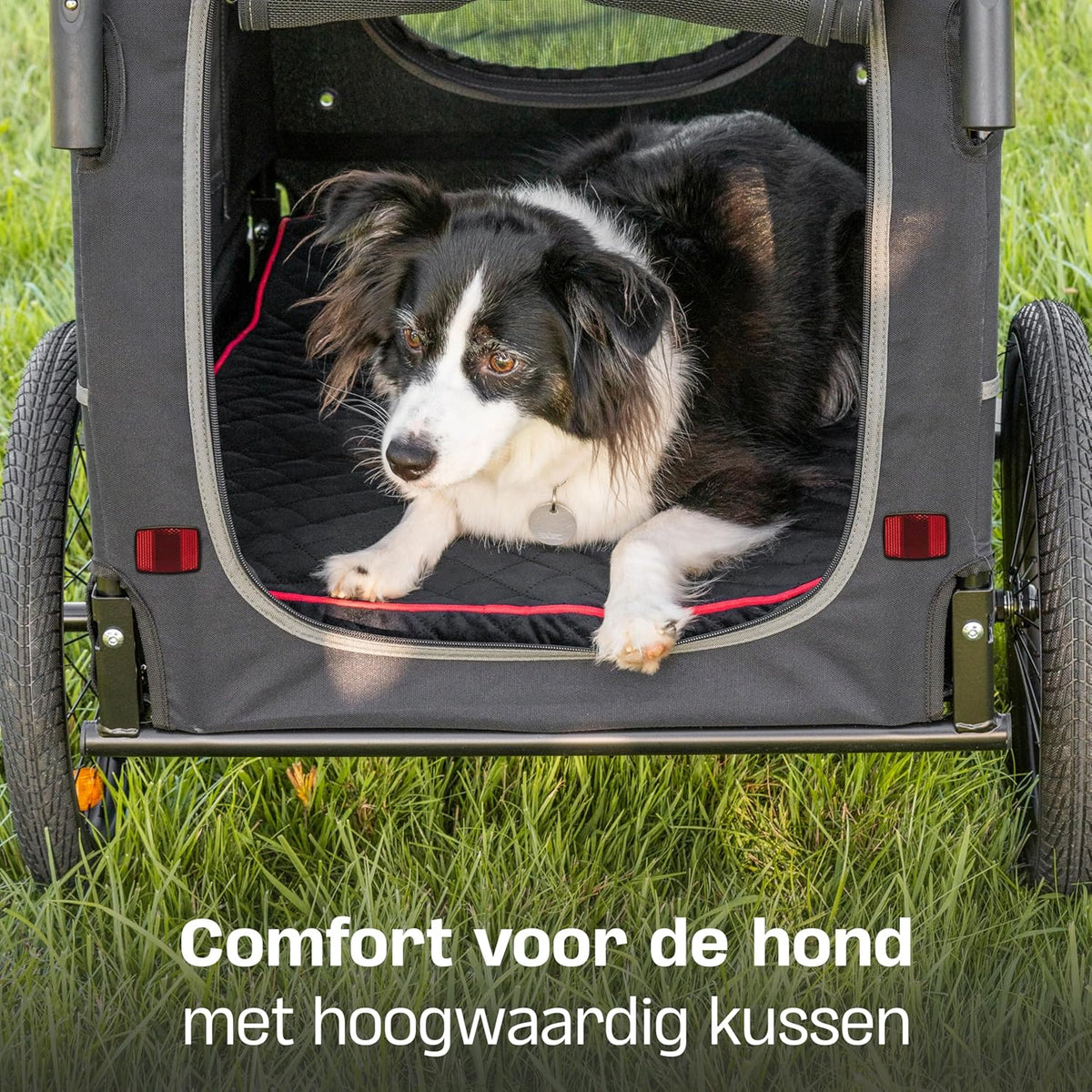 Hondenfietskar - Hondenkar - Opvouwbaar - Voor Kleine en Grote honden - max. 30kg - 2-in-1 Hondenfietskar voor Fiets naar Hondenbuggy - Geschikt voor E-Bikes en Normale Fietsen