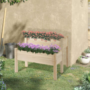 Outsunny verhoogd bed, 2 verdiepingen, koud frame, kruidenbed, plantenbak met 8 afvoergaten, massief hout, naturel, 86 x 85 x 72 cm