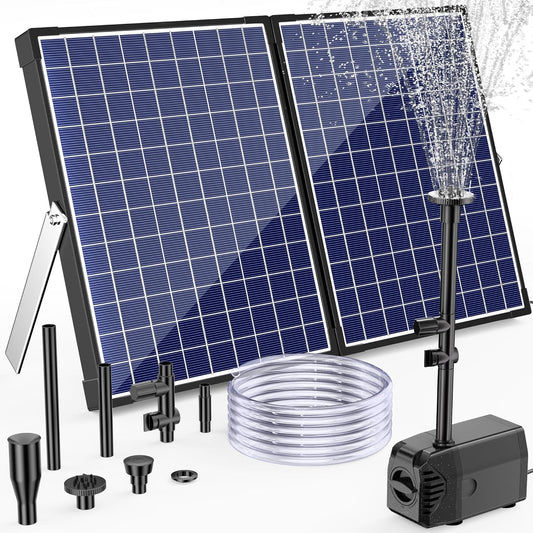 Biling Solar vijverpomp 35W Solar fontein voor buiten 1500L/H, zonnefontein met 2M waterleiding Solarpomp met filter 5M leidinglengte 2,5M opvoerhoogte Solar waterpomp voor tuinvijver, zwembad