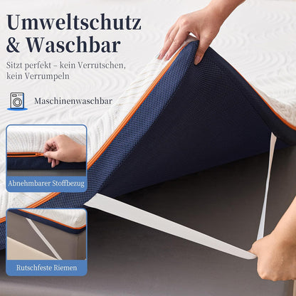 Topper 140x200 cm – Matrasbeschermer – Matrasonderlegger – Matrasverbeteraar – Matrasschuim – Memory Foam & Koudschuim – Orthopedisch Comfort – Ademend 3D-Mesh Overtrek
