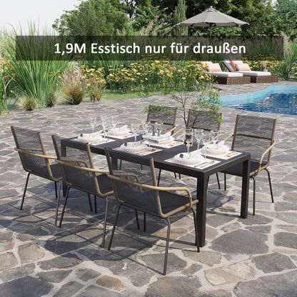 Outsunny garden table aluminum table garden terrace wood-plastic WPC Non-wood black - QUORE