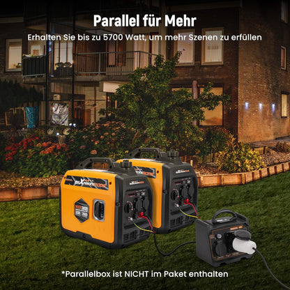 maXpeedingrods Inverter, stroomgenerator, 3500 W, superstil, licht en mobiel, noodstroomaggregaat, stroomgenerator, ECO-modus met 2 x 230 V/2 x USB/1 x 12 V DC stopcontacten voor RV camping festivals