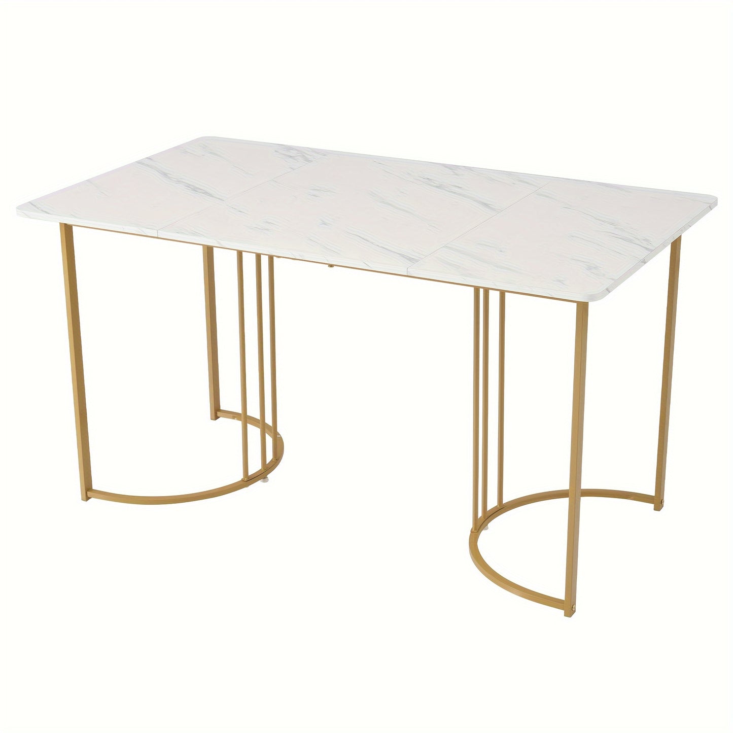 Eettafel – Tafel – Dinertafel – Keukentafel – Tafeltje – Wit Gouden Marmer – Verstelbare Poten – Compacte Afmeting 140x80 cm