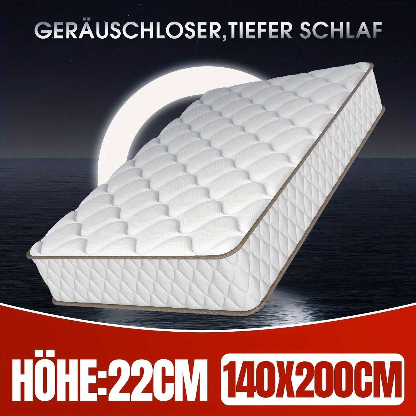 Matras – Pocketveringmatras – 7-zones matras – Ergonomisch matras – Springmatras – 140x200 cm – 22 cm Hoog – H3 Stevigheid