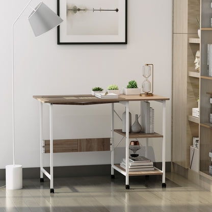 Bureautafel – Schrijftafel – Computerbureau – Inklapbaar Bureau – Mobiel Bureau Op Wieltjes – MDF Natuurlijk – Werkblad 107 x 55 cm