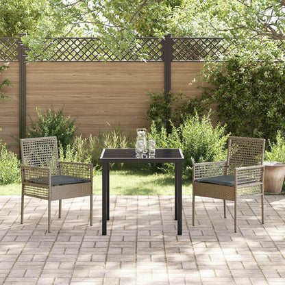 Set of 2 Garden Chairs Made of Synthetic Rattan, Grey with Cushions, Ideal for Patio and Balcony, Modern and Weatherproof Design, Robust and Comfortable Construction - QUORE