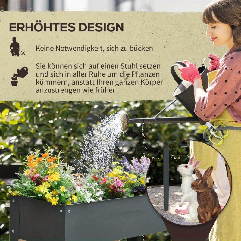 Metalen Plantenbak – Verhoogde Kruidentuinbak – Tuinbak – Plantenbak Buiten – Balkonbak – Met Voeten – 100 x 30 x 80 cm – 3 Afvoergaten