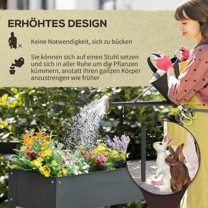 Metalen Plantenbak – Verhoogde Kruidentuinbak – Tuinbak – Plantenbak Buiten – Balkonbak – Met Voeten – 100 x 30 x 80 cm – 3 Afvoergaten