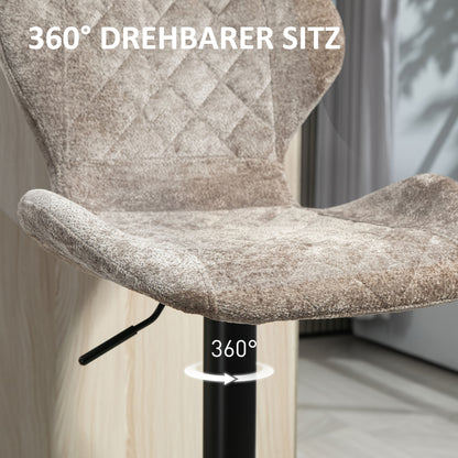 Barkrukken – Barstoelen – Keukenkrukken – Barkruk Set – Stoelen Met Rugleuning – Taupe Bruin – Verstelbaar – 360° Draaibaar