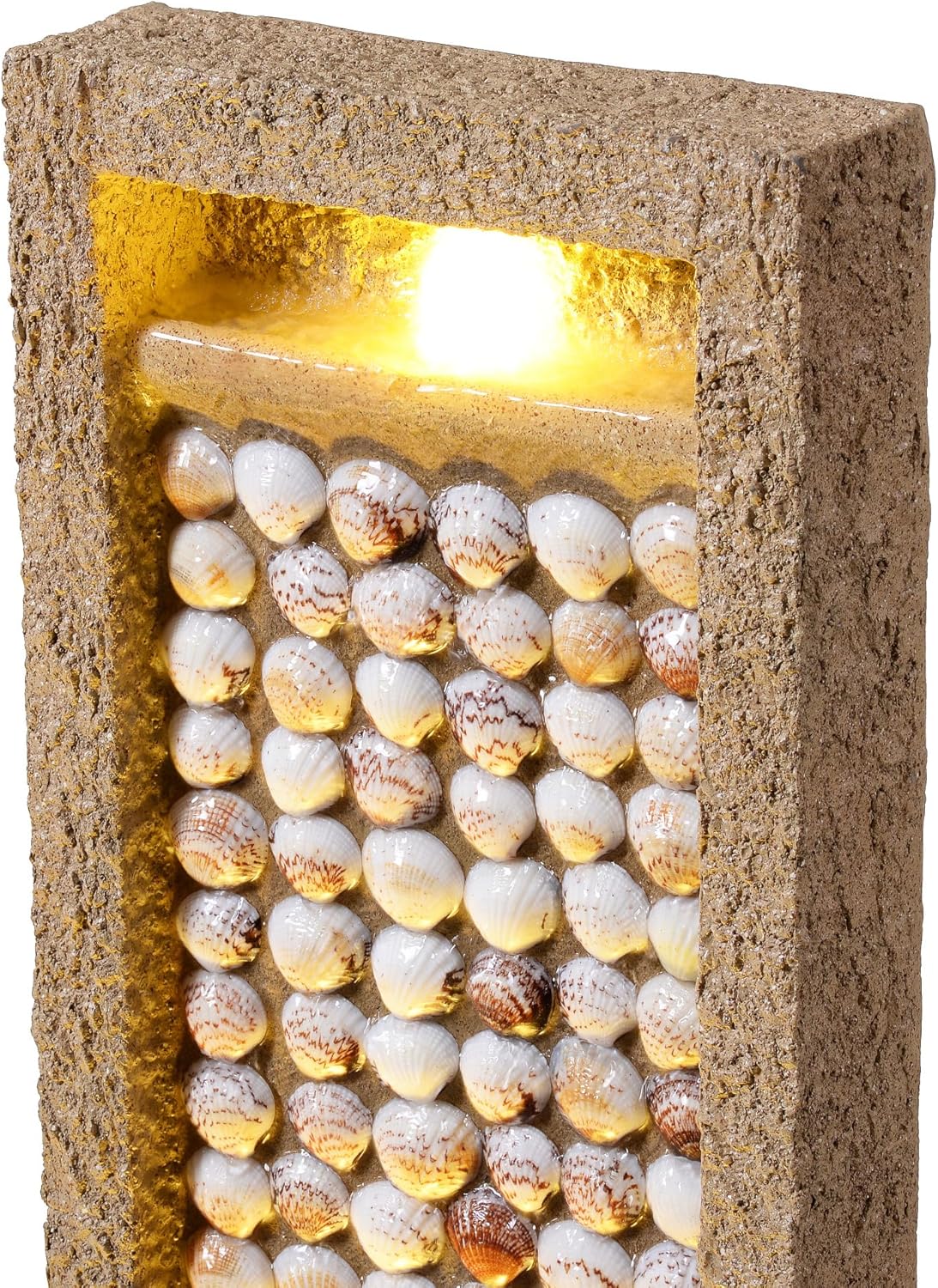 Teamson Home Tuin Buitenfontein Hoge Watervalfontein met Warme LED-verlichting Gelaagd Rotsontwerp Schelpen