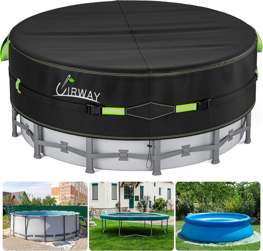 UIRWAY 21 ft rond zwembadafdekking, bovengronds zwembad winterhoes met zwembadaccessoires, 420D zeil, ideaal voor waterdicht en stofdicht