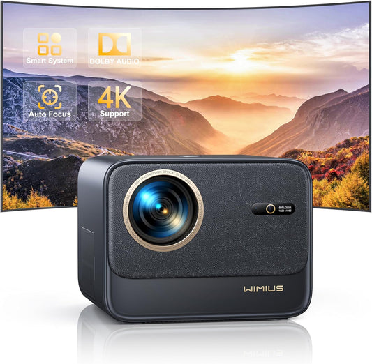Official Netflix & Dolby Audio Beamer, 25000 lumen, autofocus/trapeziumcorrectie, WiFi6, Bluetooth, Full HD 1080P, ondersteuning 4K 60Hz beamer voor thuisbioscoop, outdoor, mobiele telefoonprojector