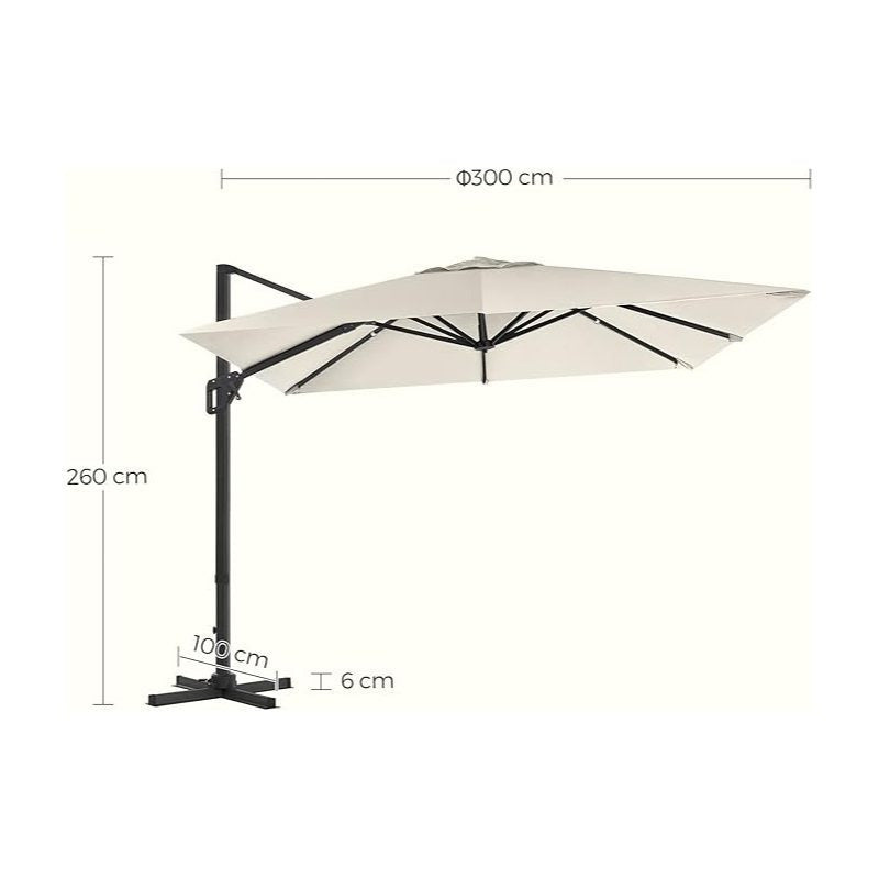 Parasol – Hoekparasol – Tuinparasol – Balkonparasol – 290x290 Cm – 360° Rotatie – UPF 50+ Bescherming