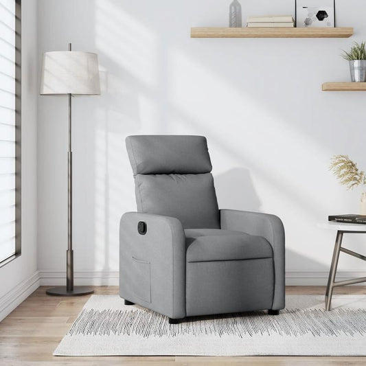 Loungebank – Fauteuil – Lounge Stoel – Relaxstoel – Zitzak – Lichtgrijs – Stevig MDF Frame – Handmatig Verstelbare Rugleuning
