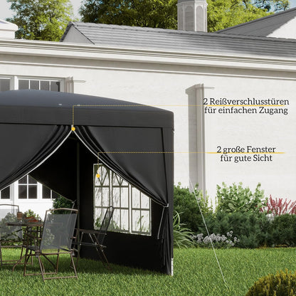 Vouwpaviljoen – Vouwtent – Partytent – Tuinpaviljoen – Biertent – Zwart – 3x3 Meter – Waterafstotend Met UV-Bescherming UV50+