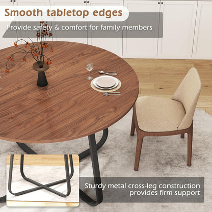 Eetkamertafels rond, 120 cm, houten eettafel, walnootbruin, moderne eettafel voor keuken, woonkamer, eetkamer, terras, binnenplaats, café, kantoor en andere plaatsen