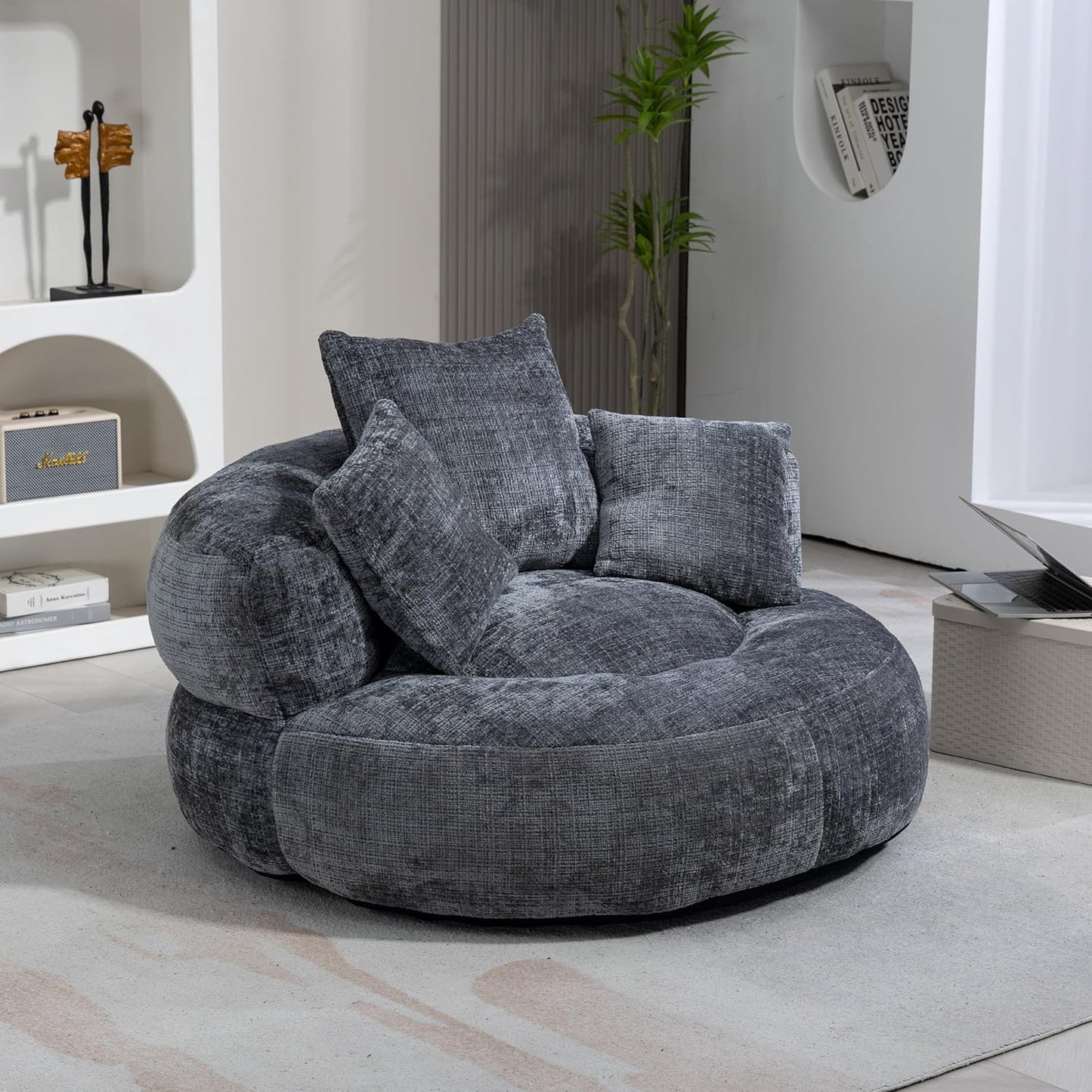 Lazy Sofa Durable Comfort Lounger High Back Bean Bag with Three Cushions for Adults and Children, Indoor & Outdoor, Single Gaming Sofa, Chair for Bedroom, Office - QUORE