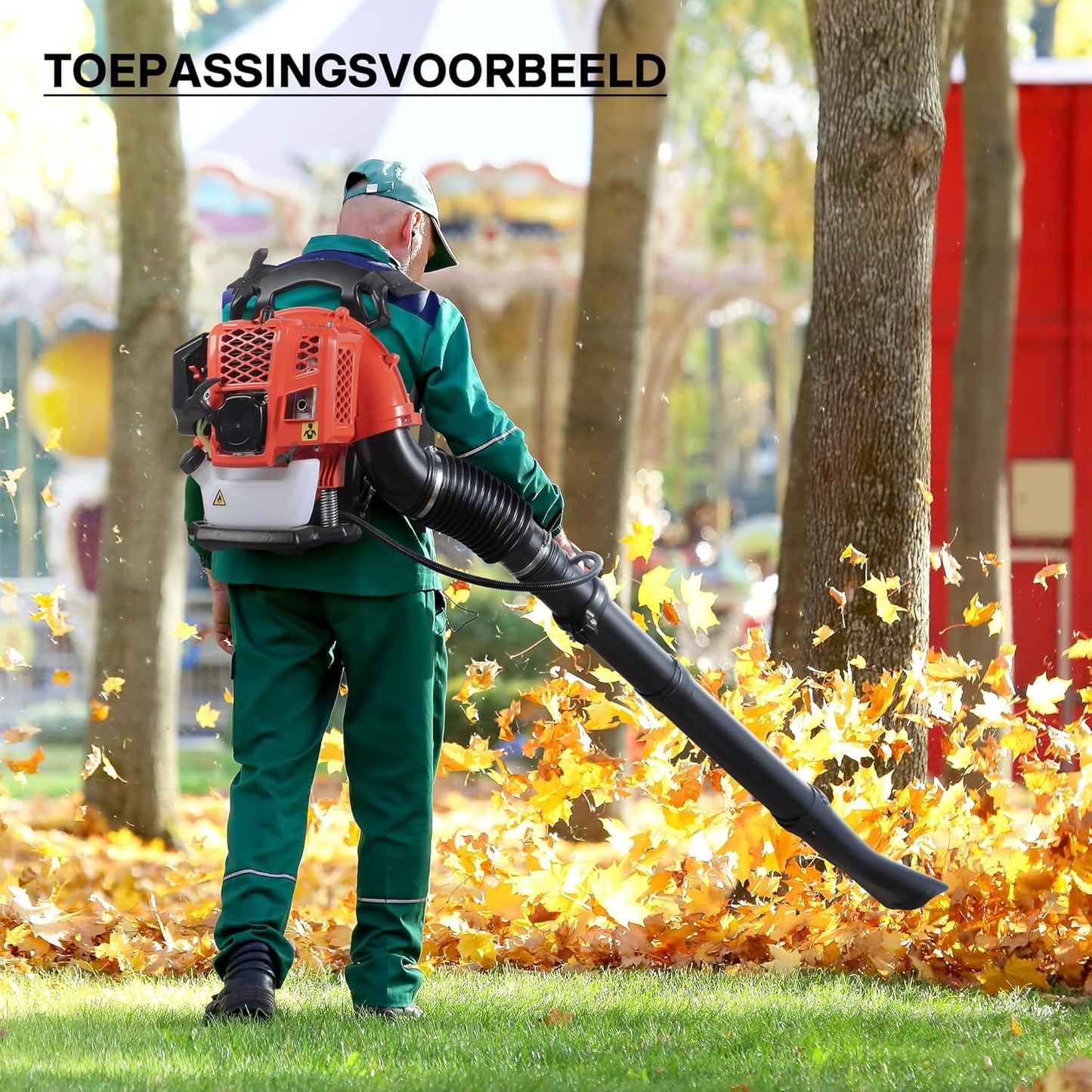 Wiltec bladblazer op benzine 1,7 pk, rugbladblazer met 2-takt-motor, blazer voor bladeren en tuin, tuingereedschap voor bladblazen met bedieningselement aan handgreep incl. mondstukken