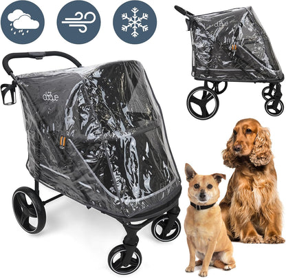 Huisdier wandelwagen CHAMP - XL grote hondenbuggy, huisdierbuggy, ruim, reiswagen huisdier, huisdierkinderwagen, inklapbaar, incl. regenhoes, bekerhouder, opslag, max. belasting 50kg, grijs
