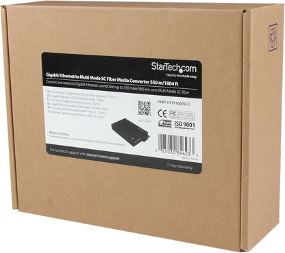 StarTech ET91000SC2 Gigabit Ethernet naar SC Multimode glasvezel mediaconverter