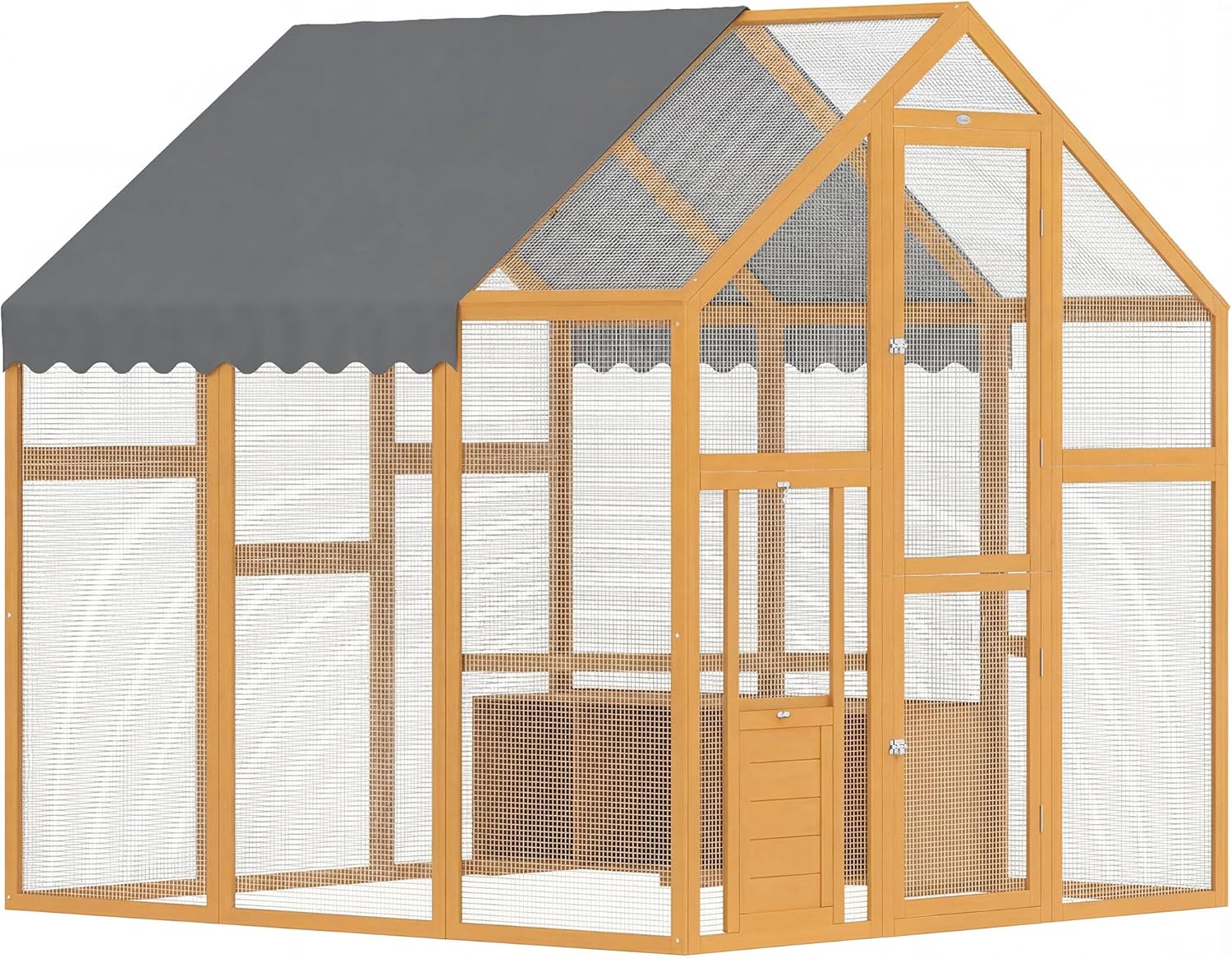 PawHut Chicken Coop 3.07㎡ 1.7 x 1.8 x 1.8m Outdoor Enclosure Wood with Waterproof Cover, Security Lock, Double Door, 2 Laying Nests, 2 Perches, Suitable for 6-8 Chickens, Ducks, Geese, Rabbits - QUORE