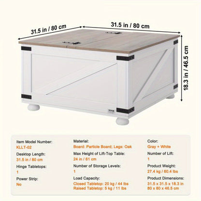 Salontafel – Woonkamertafel – Koffietafel – Bijzettafel – Tafel – Landelijk Design – Hout – Kantelbaar Liftdeksel – Opbergruimte – Compact formaat – Rustiek