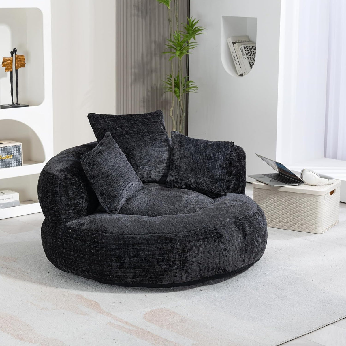 Lazy Sofa Durable Comfort Lounger zitzak met hoge rug, met drie kussens voor volwassenen en kinderen, binnen en buiten, single gamingbank, stoel voor slaapkamer, kantoor - QUORE