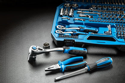 Gereedschapsset – Steeksleutels – Dopsleutelset – Schroevendraaierset – Bitsset – 222 Delig – Cr-V Staal – Ratelmechanisme 72 Tanden